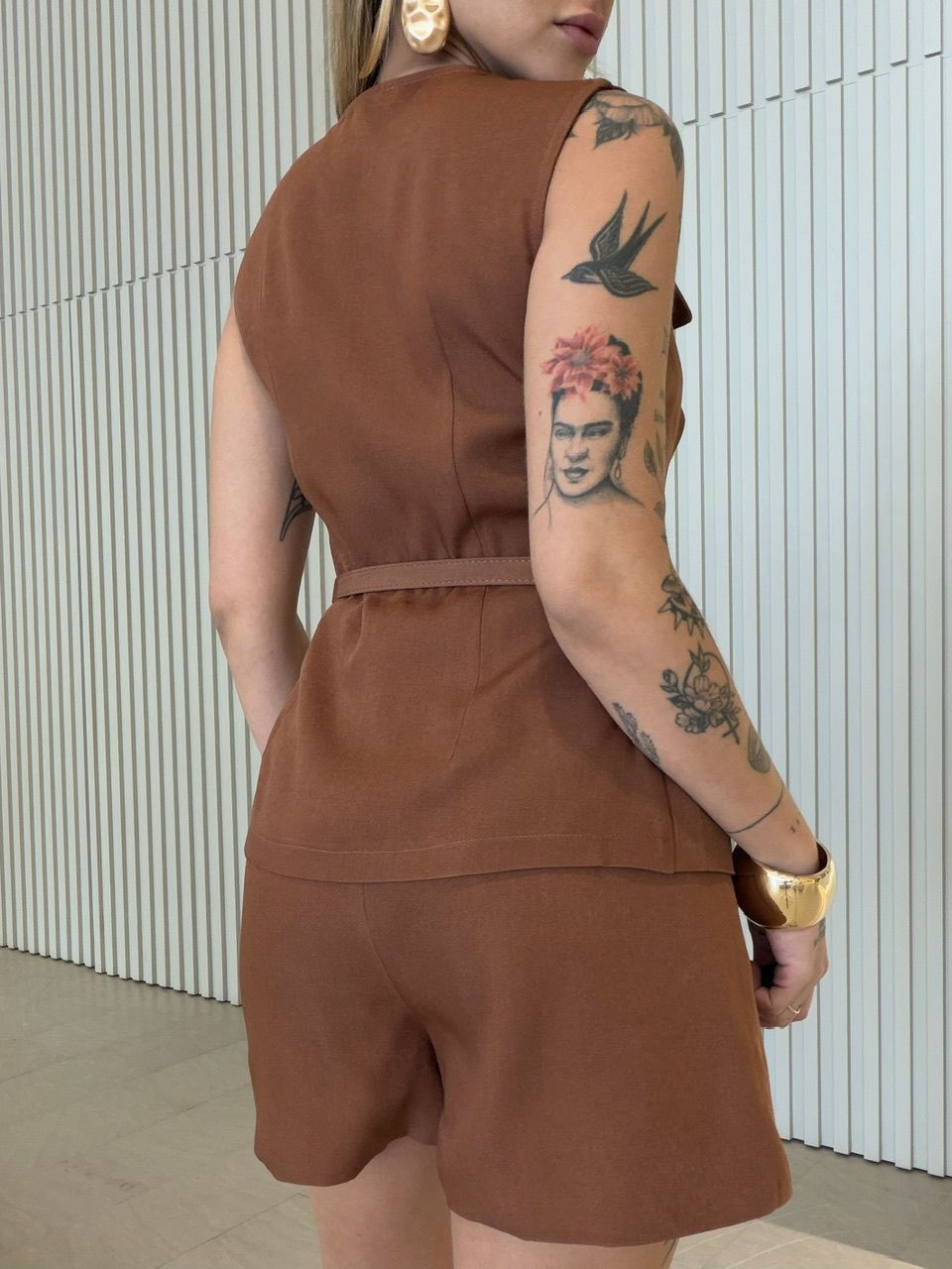 CONJUNTO OLIVIA SHORT COLETE TERRA COTA 