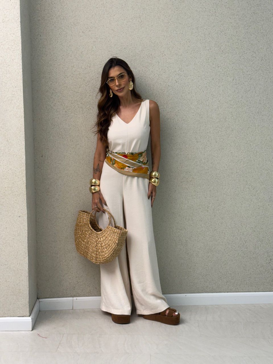 MACACÃO TATIANA FAIXA AREIA - 0074980110 - CAROLLA FERRARO