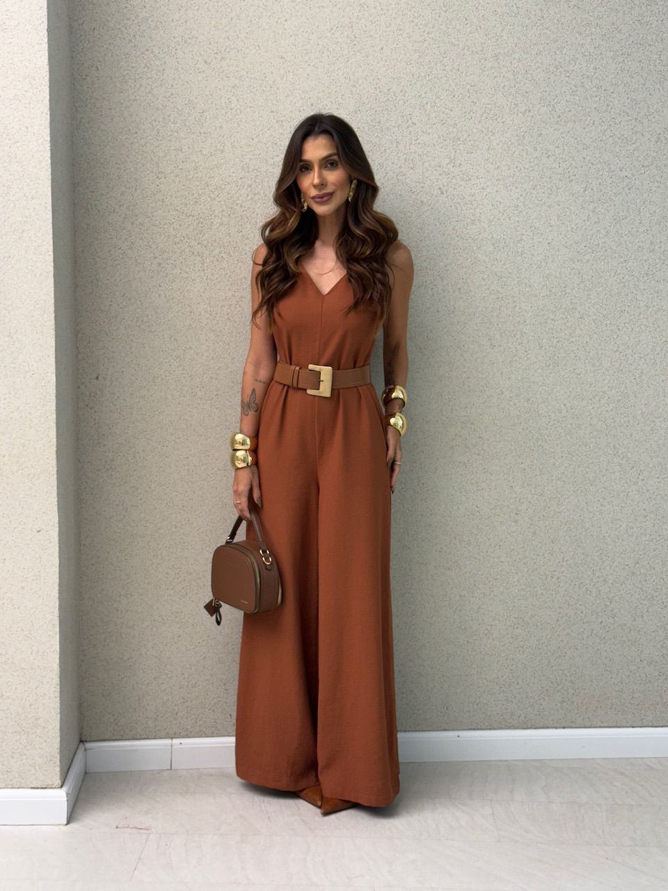 MACACÃO TATIANA FAIXA CARAMELO