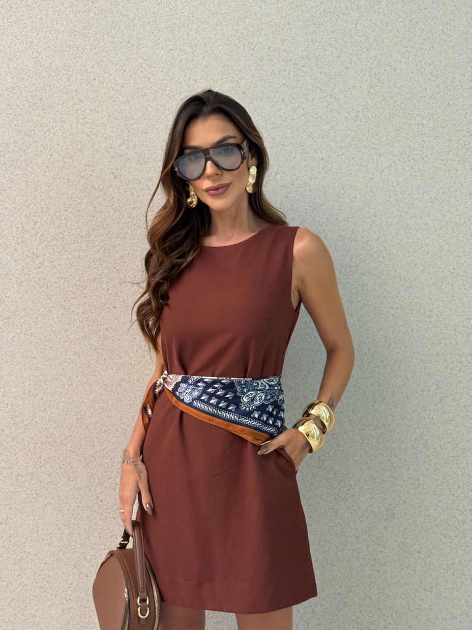 VESTIDO MAIARA CURTO MARROM