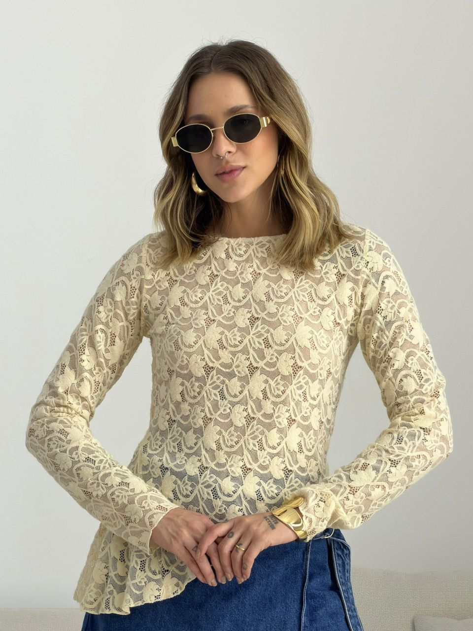 BLUSA JOANA RENDA AREIA