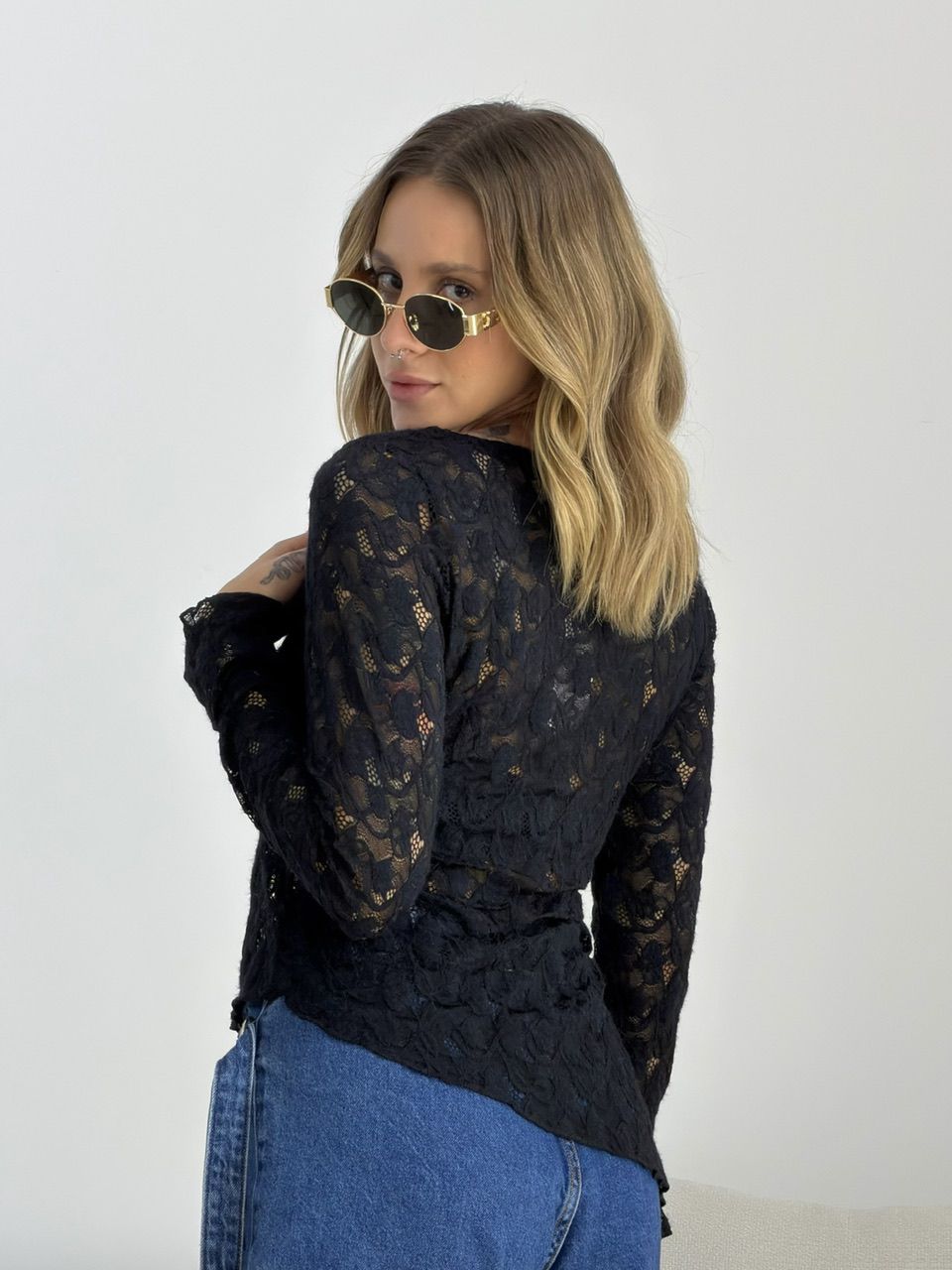 BLUSA JOANA RENDA PRETA