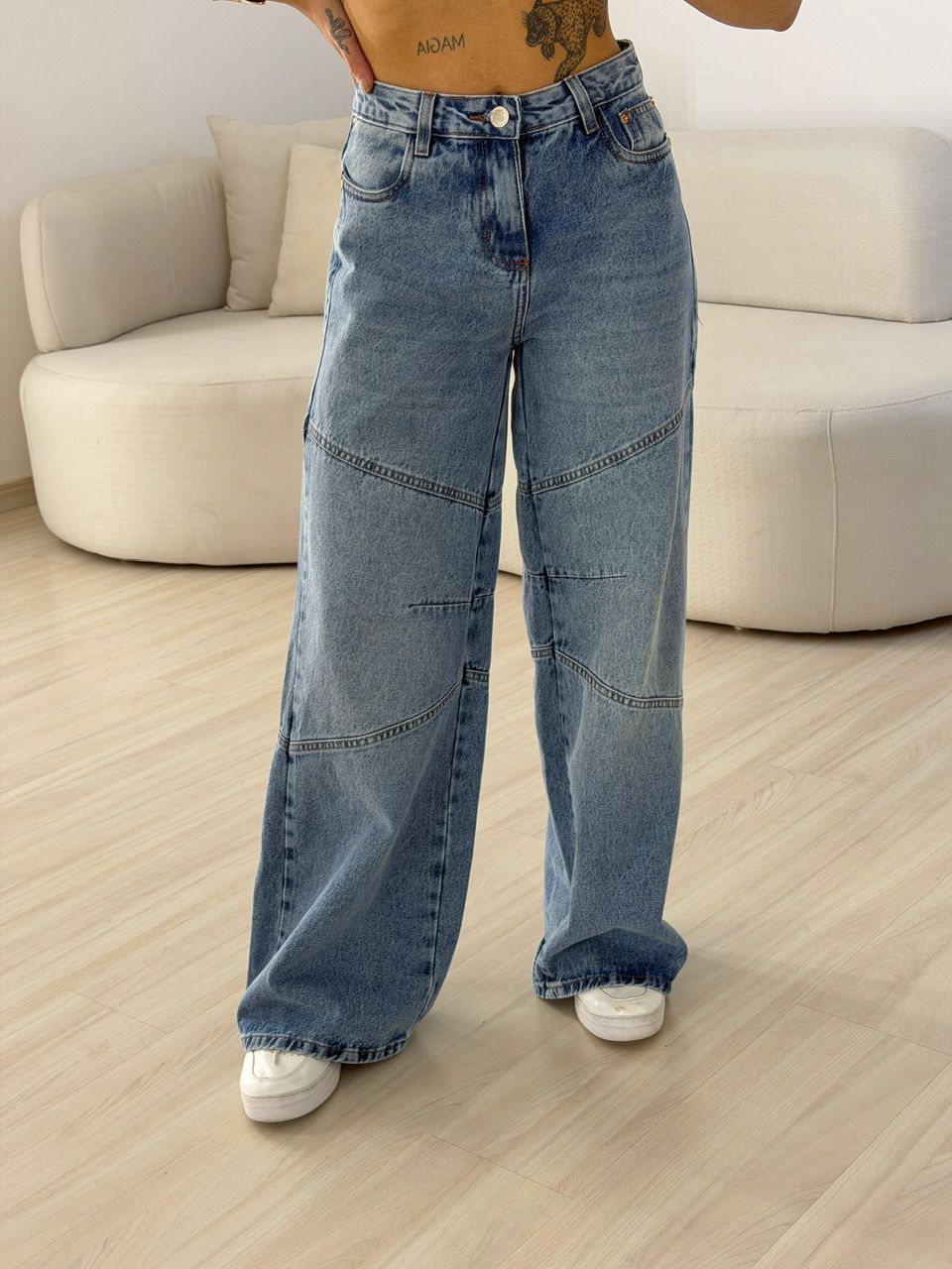 CALÇA CORALINE WIDE JEANS MÉDIO - 0076220423 - CAROLLA FERRARO