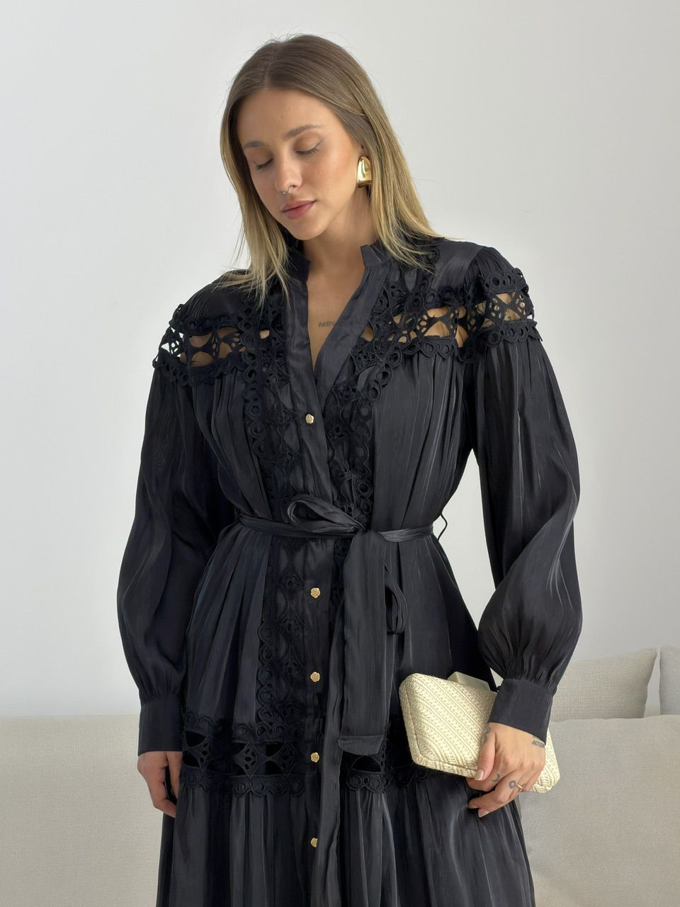 VESTIDO ANNE MANGA LONGA PRETO