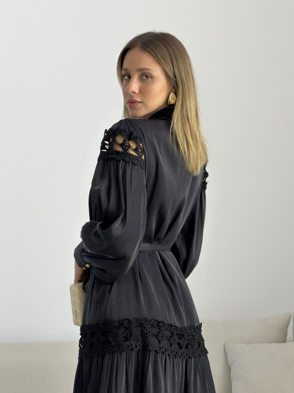 VESTIDO ANNE MANGA LONGA PRETO