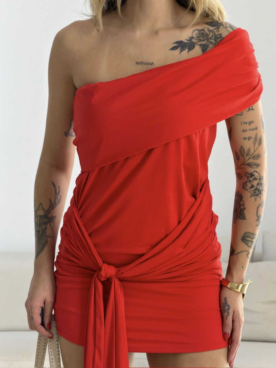 VESTIDO FLORA FAIXA VERMELHO