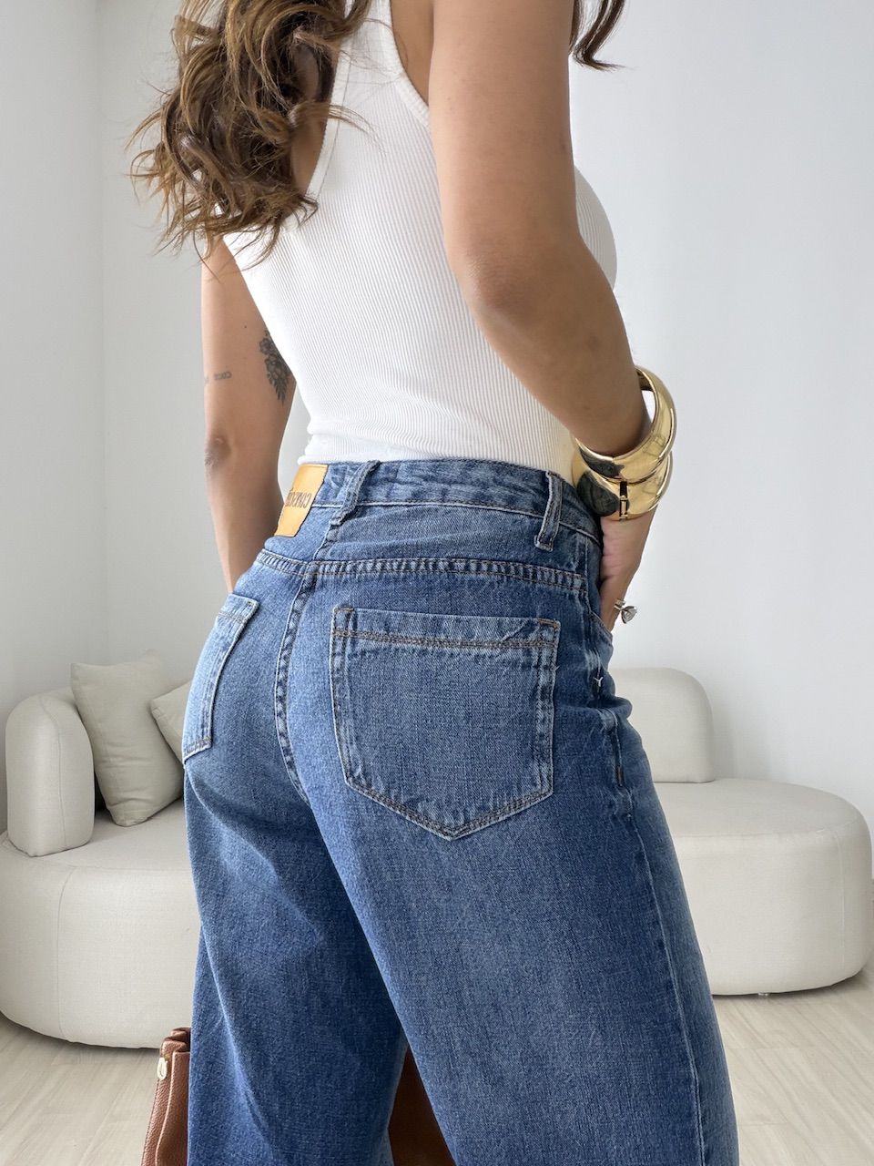 CALÇA JOANA WIDE LEG JEANS MÉDIO