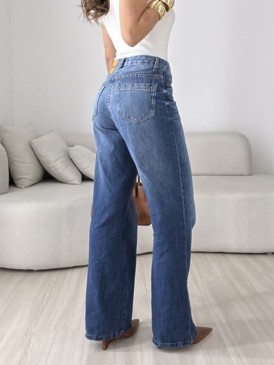 CALÇA JOANA WIDE LEG JEANS MÉDIO
