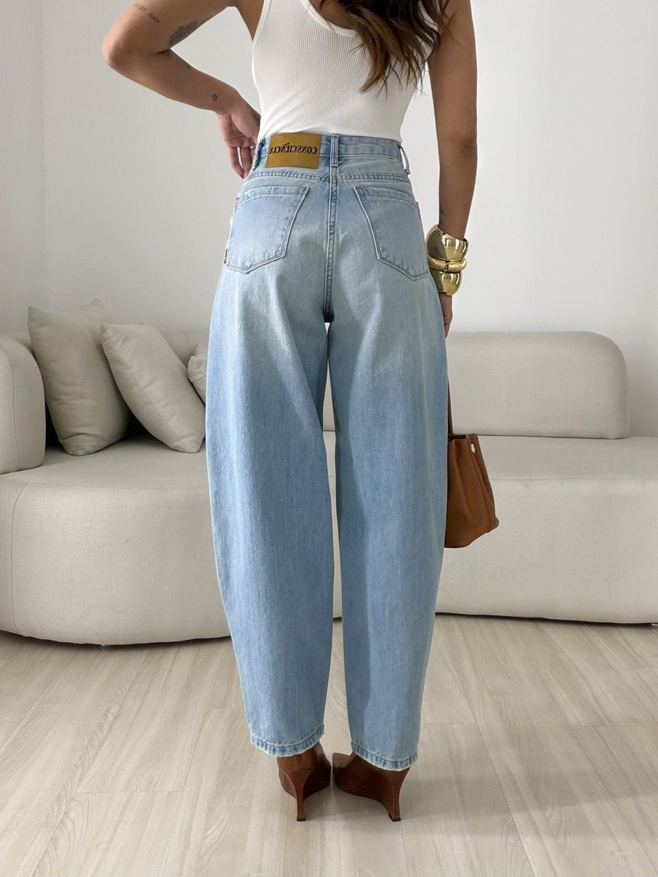 CALÇA JÚLIA BALLOON JEANS CLARO
