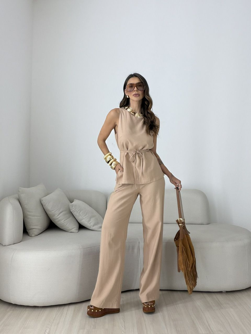 CONJUNTO MARIA PAULA CALÇA NUDE - 0079880049 - CAROLLA FERRARO
