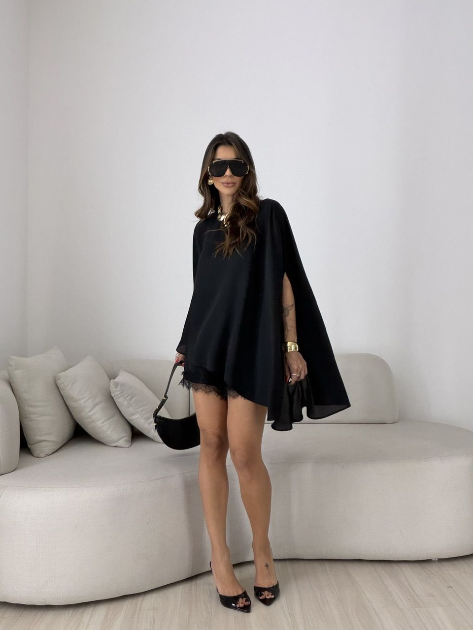 CONJUNTO MATILDA BLUSA ASSIMÉTRICA PRETO - 0079860... - CAROLLA FERRARO