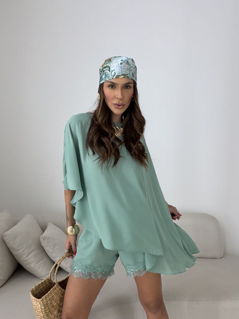 CONJUNTO MATILDA BLUSA ASSIMÉTRICA VERDE