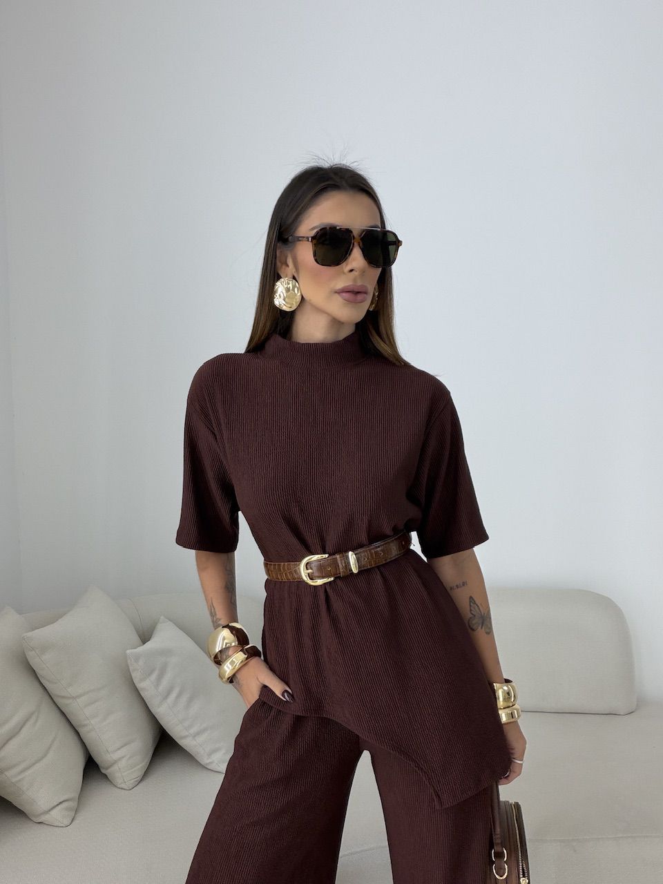 CONJUNTO ZOE ASSIMÉTRICO MARROM