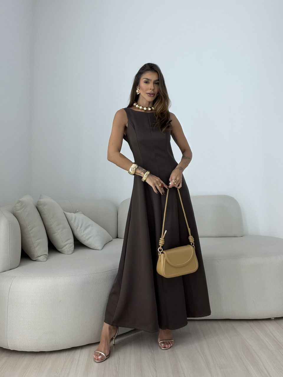 VESTIDO BIANCA LONGO CAFÉ