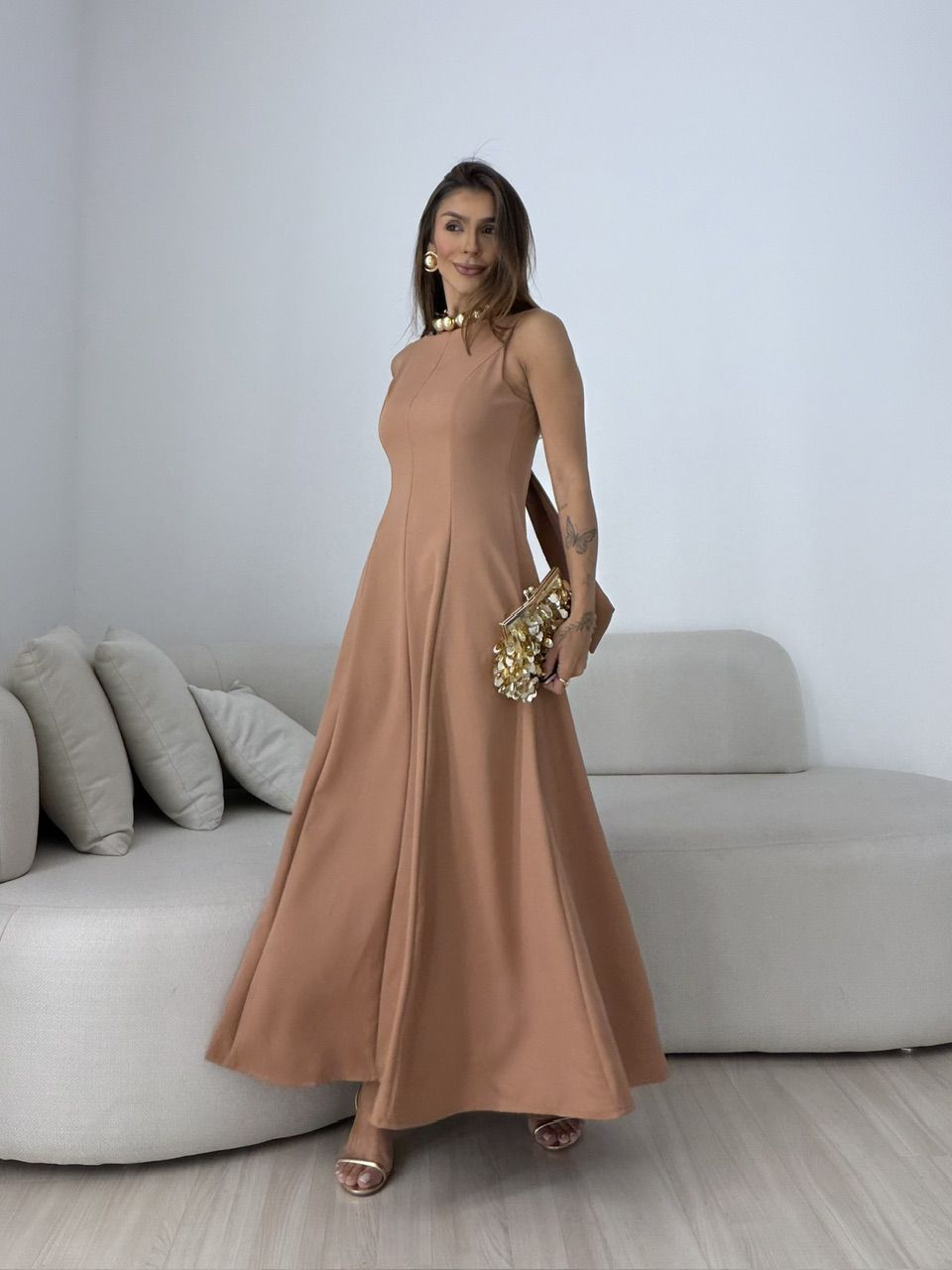 VESTIDO BIANCA LONGO CAPUCCINO 