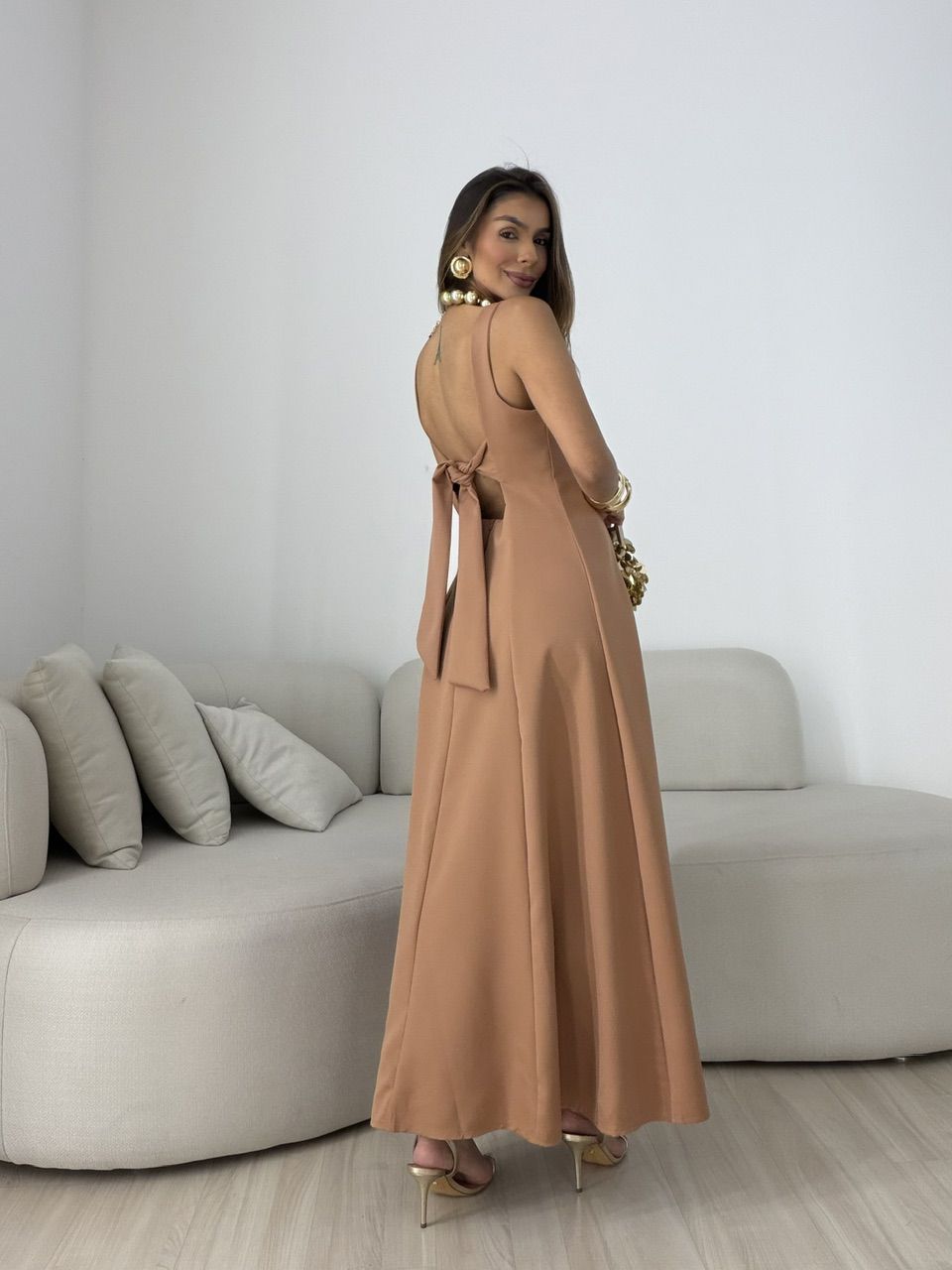 VESTIDO BIANCA LONGO CAPUCCINO 