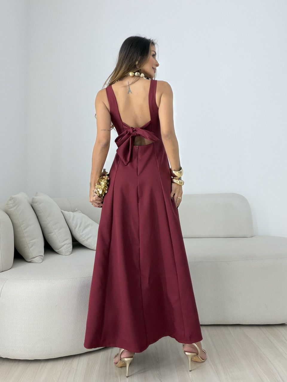 VESTIDO BIANCA LONGO VINHO