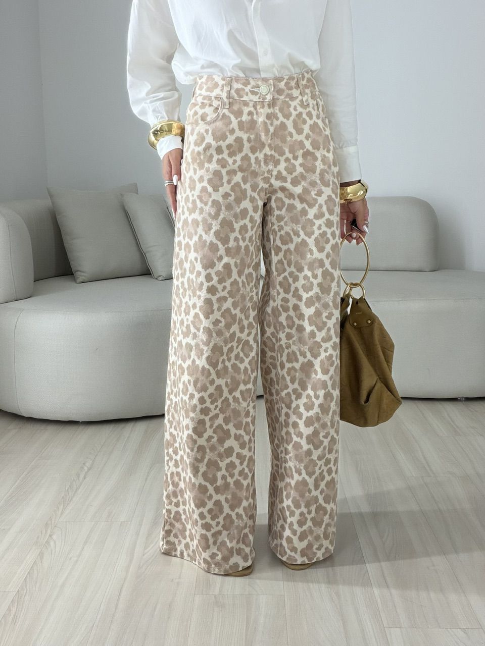 CALÇA LUIZA ANIMAL PRINT Bege - 0080850103 - CAROLLA FERRARO