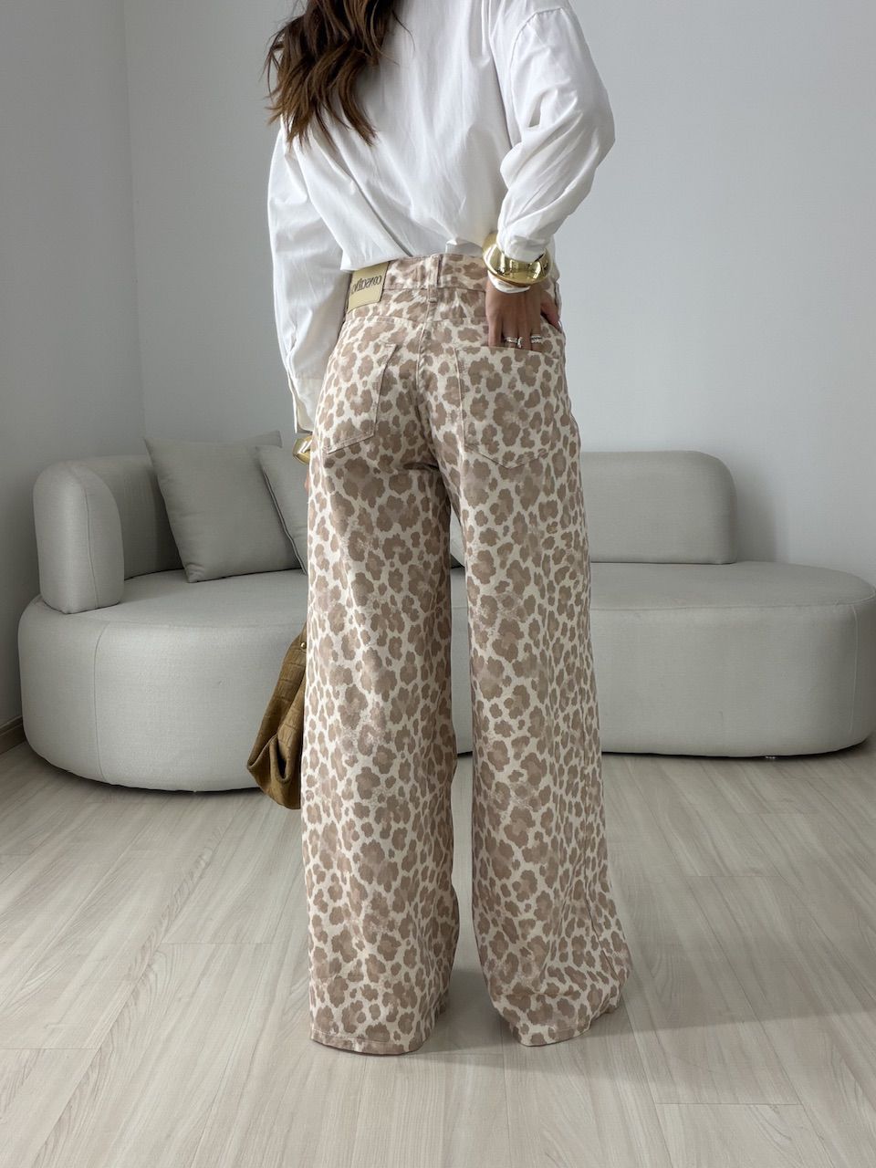 CALÇA LUIZA ANIMAL PRINT Bege