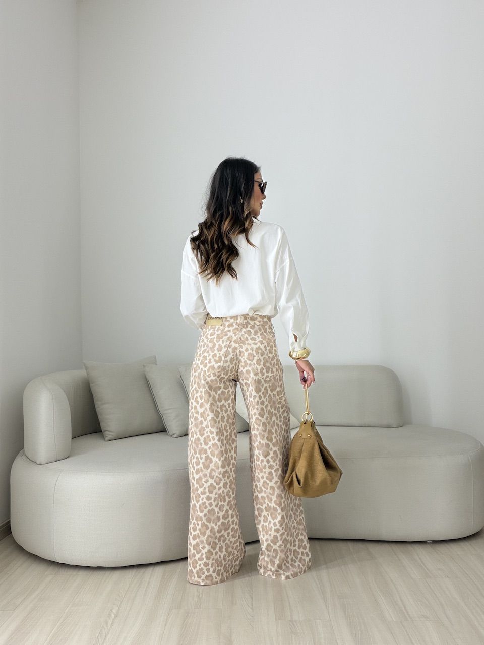 CALÇA LUIZA ANIMAL PRINT Bege