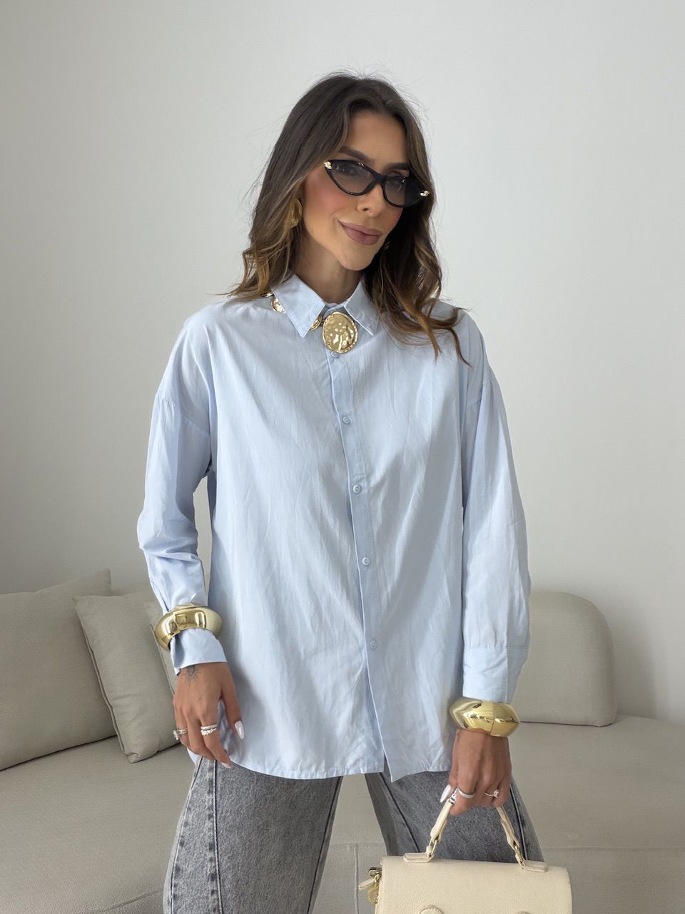 CAMISA ELOÁ OVER azul