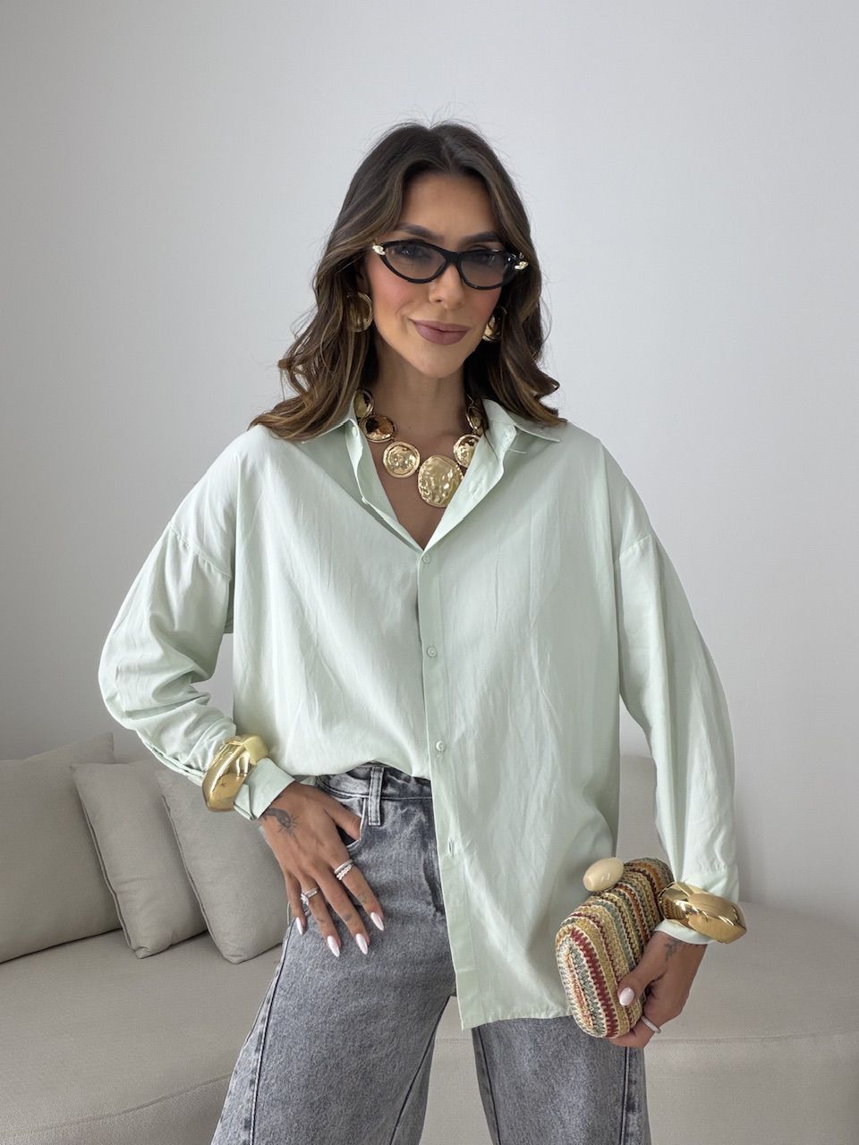CAMISA ELOÁ OVER MENTA