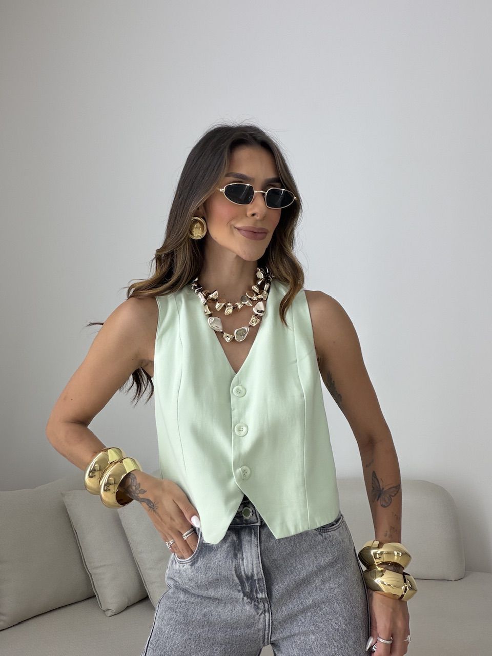 COLETE CLÉO 02 ALFAIATARIA MENTA - 0080870196 - CAROLLA FERRARO