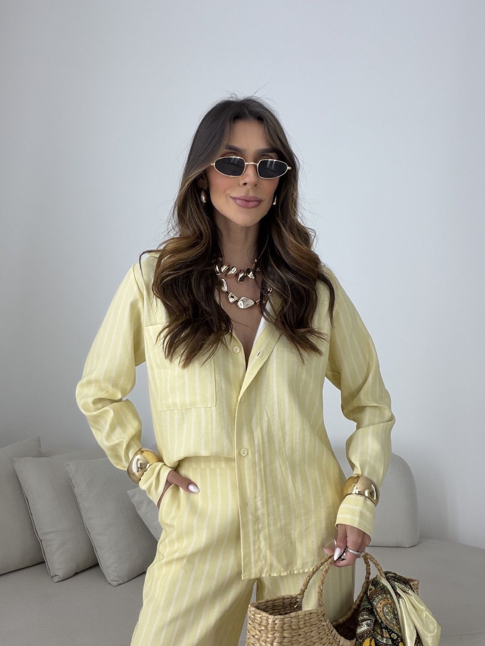 CONJUNTO ALANA LISTRAS AMARELO
