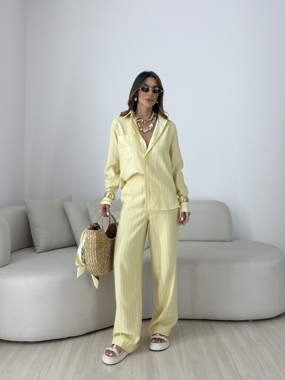 CONJUNTO ALANA LISTRAS AMARELO