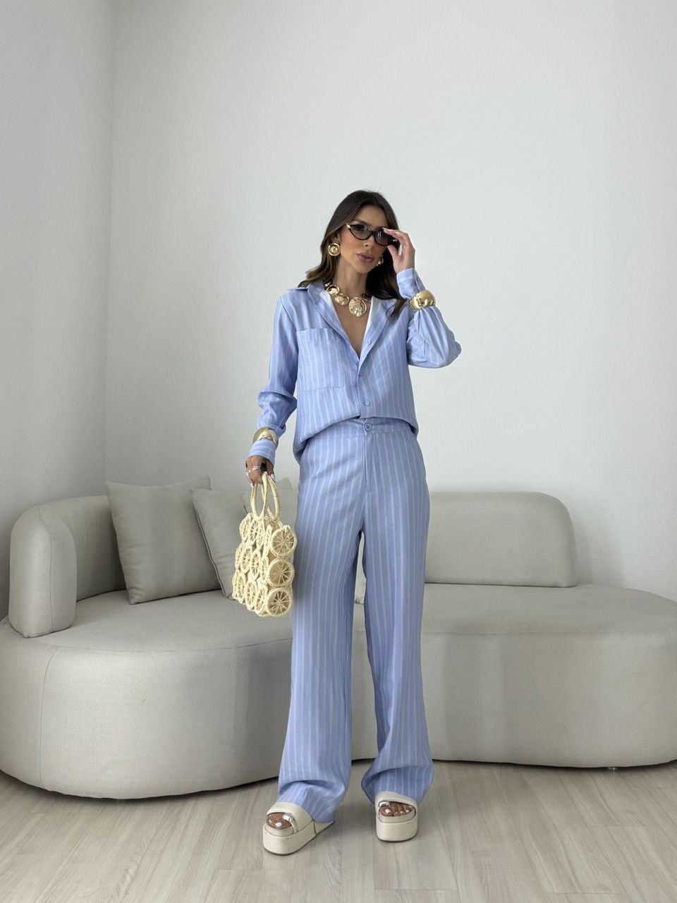 CONJUNTO ALANA LISTRAS AZUL