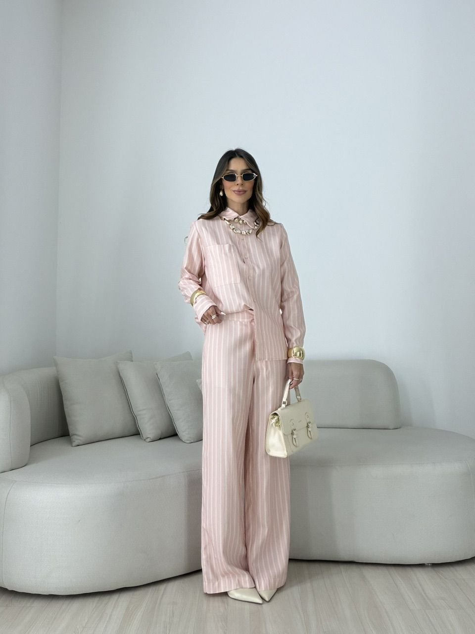 CONJUNTO ALANA LISTRAS ROSA - 0080800031 - CAROLLA FERRARO