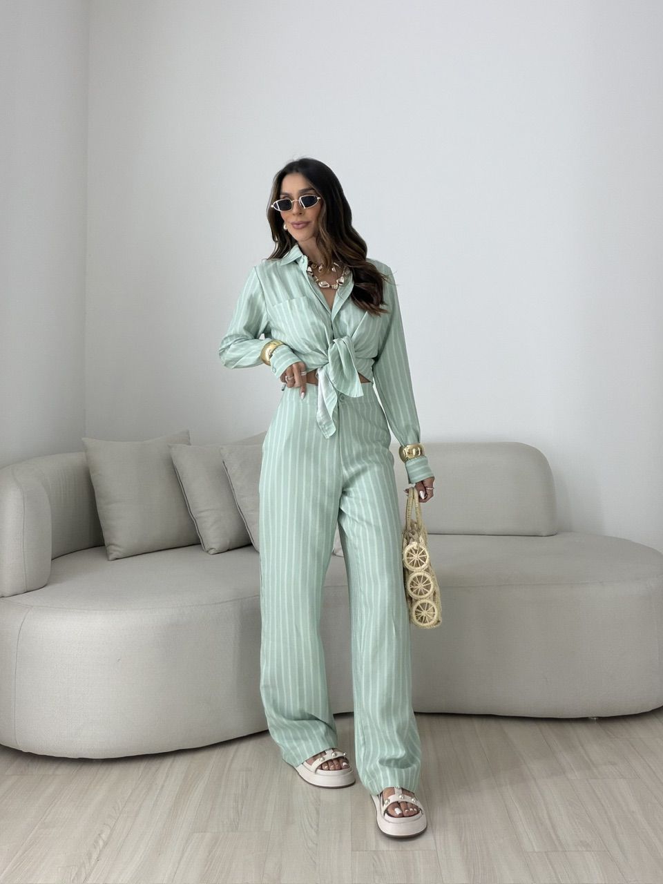 CONJUNTO ALANA LISTRAS VERDE - 0080800230 - CAROLLA FERRARO