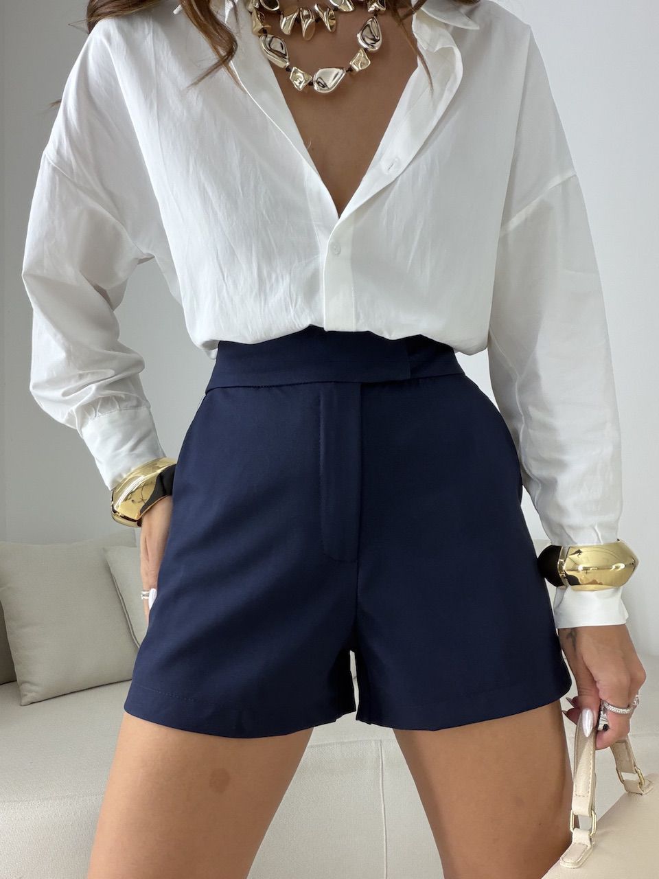 SHORT REBECA ALFAIATARIA marinho
