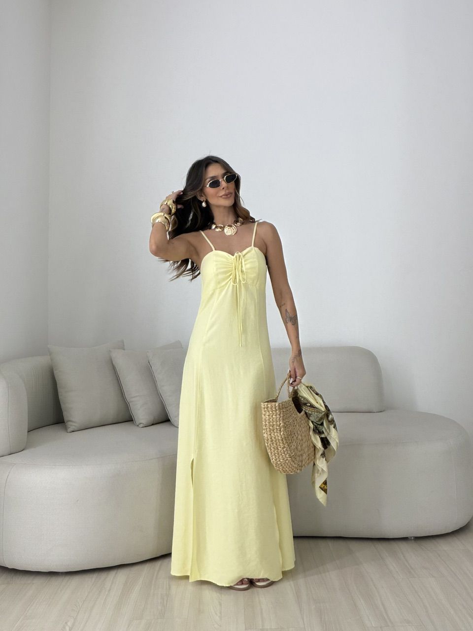 VESTIDO MARIA ALICE FENDA AMARELO