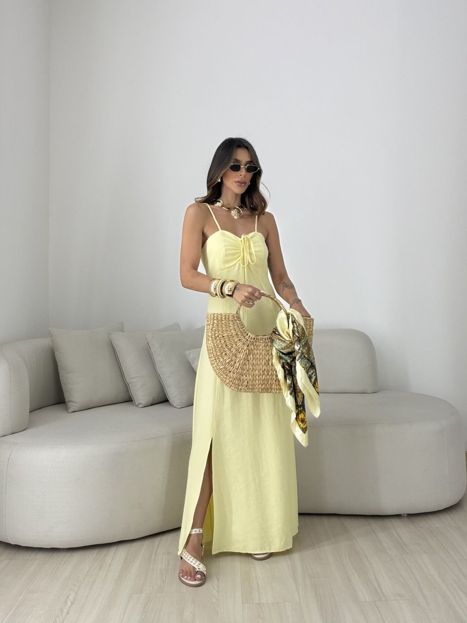 VESTIDO MARIA ALICE FENDA AMARELO