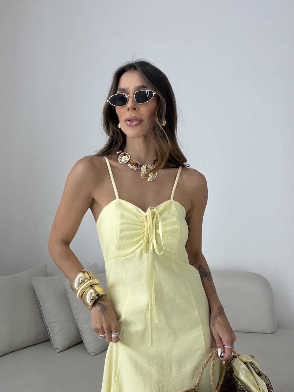 VESTIDO MARIA ALICE FENDA AMARELO
