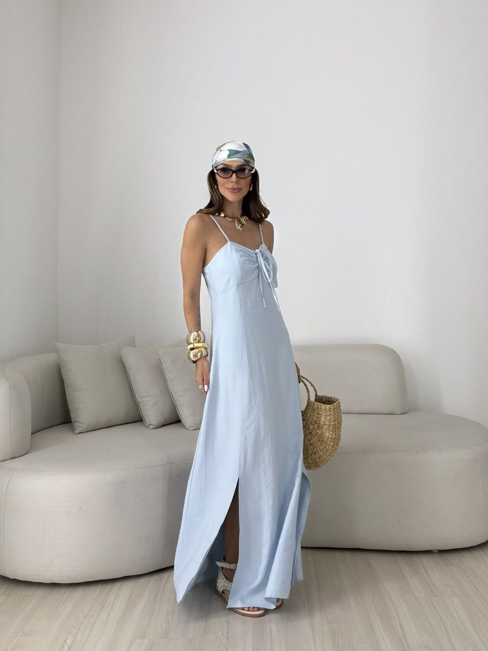 VESTIDO MARIA ALICE FENDA AZUL - 0080810109 - CAROLLA FERRARO