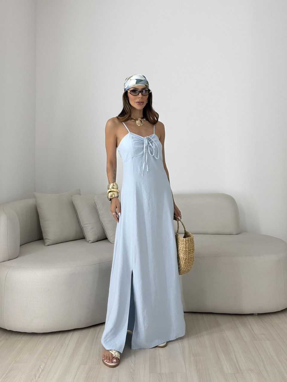 VESTIDO MARIA ALICE FENDA AZUL
