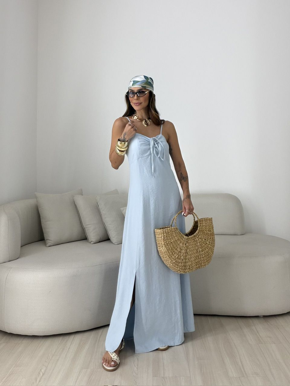 VESTIDO MARIA ALICE FENDA AZUL