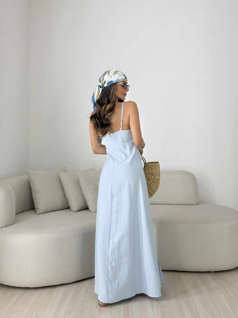 VESTIDO MARIA ALICE FENDA AZUL