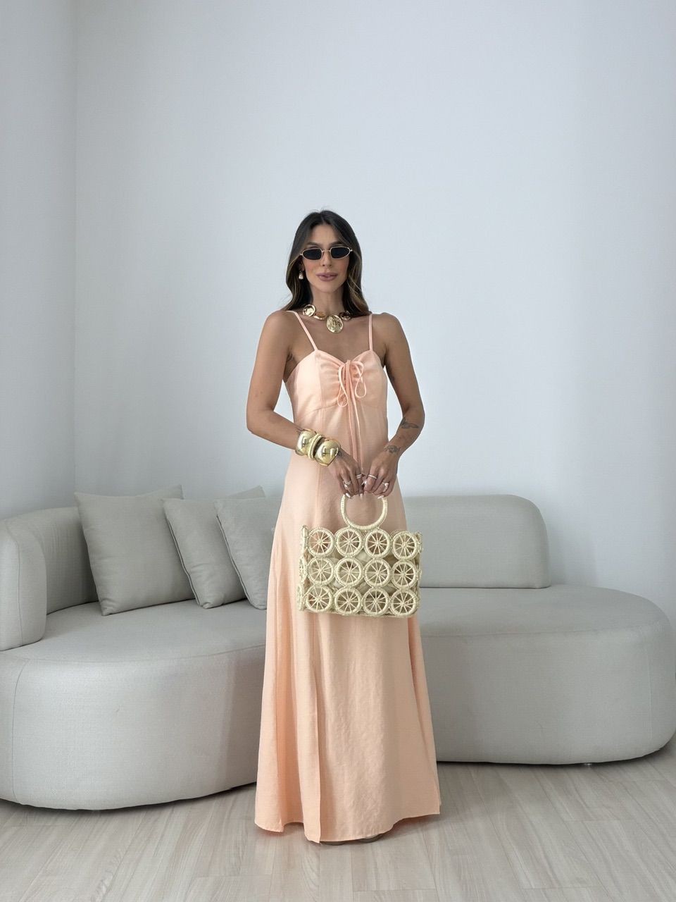 VESTIDO MARIA ALICE FENDA PÊSSEGO
