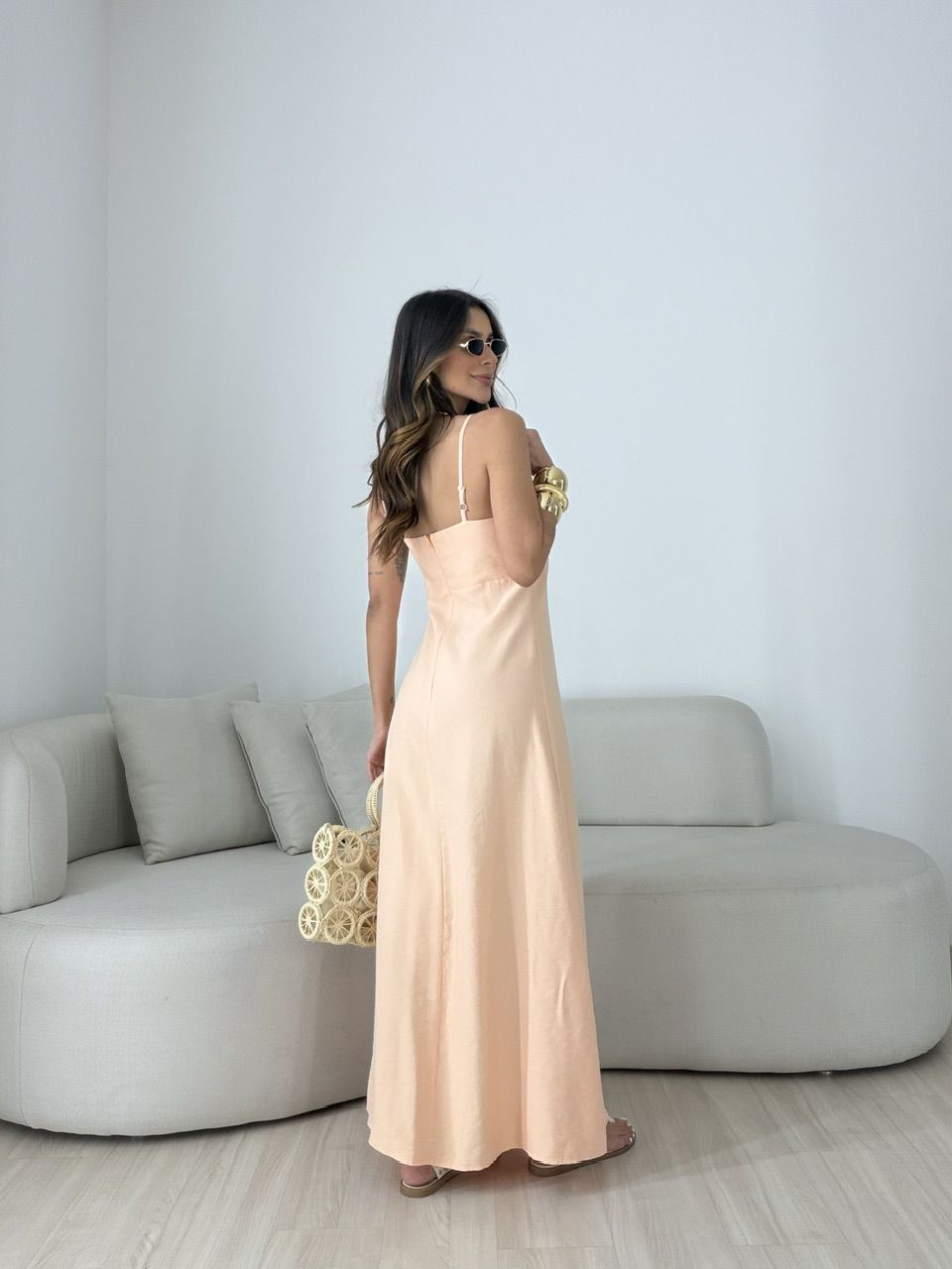 VESTIDO MARIA ALICE FENDA PÊSSEGO