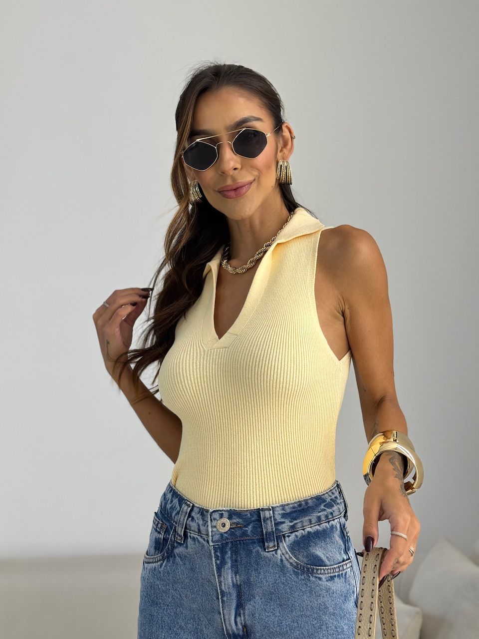 BLUSA GABRIELA GOLA CREME