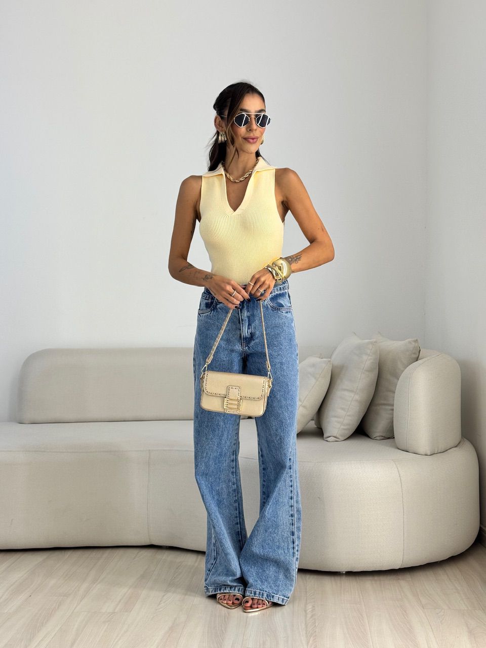 BLUSA GABRIELA GOLA CREME