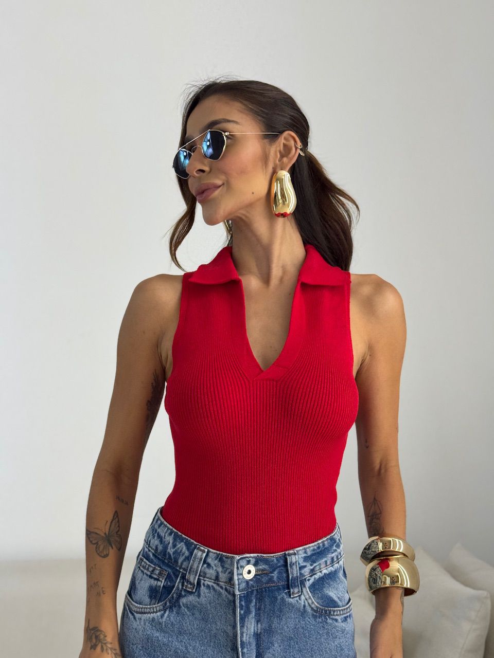 BLUSA GABRIELA GOLA VERMELHA