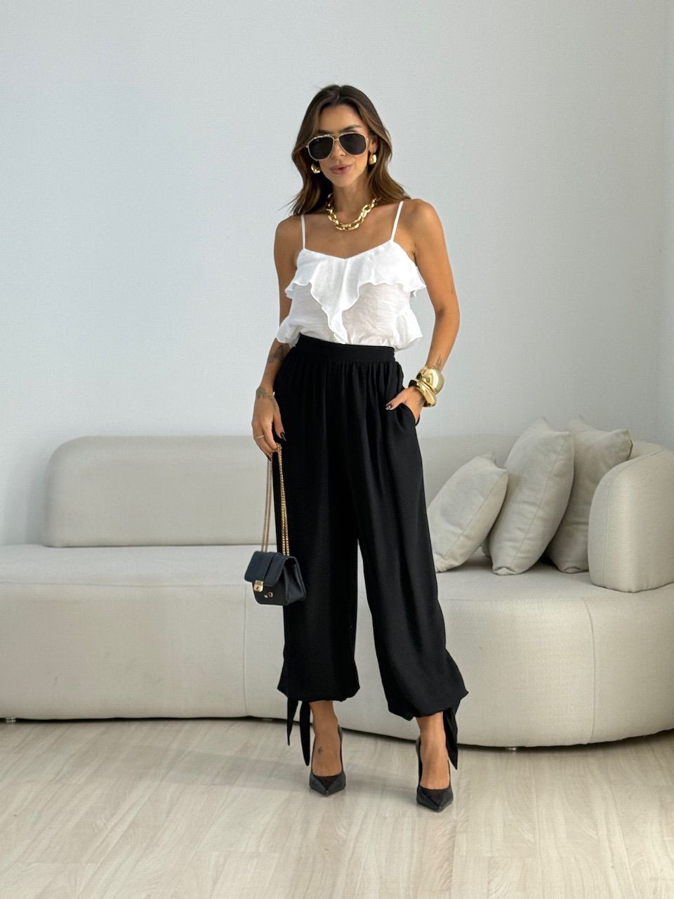 CALÇA JASMINE ALADIM PRETA