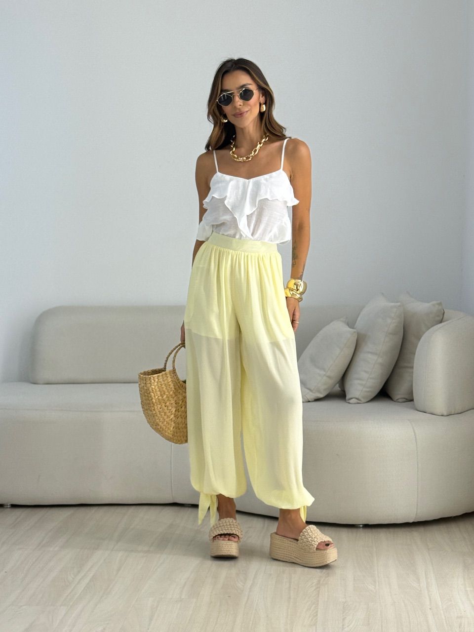 CALÇA JASMINE ALADIM YELLOW BUTTER
