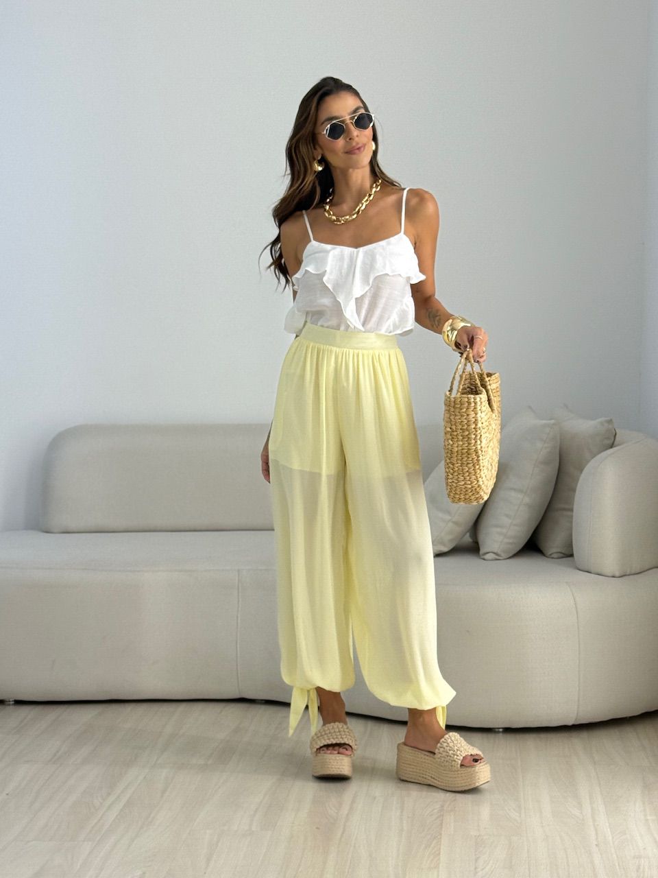 CALÇA JASMINE ALADIM YELLOW BUTTER