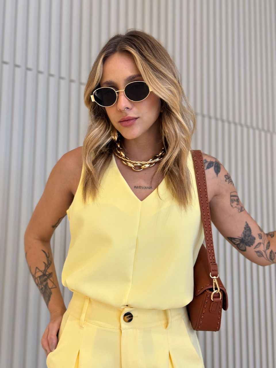 CONJUNTO PAOLA SHORT AMARELO