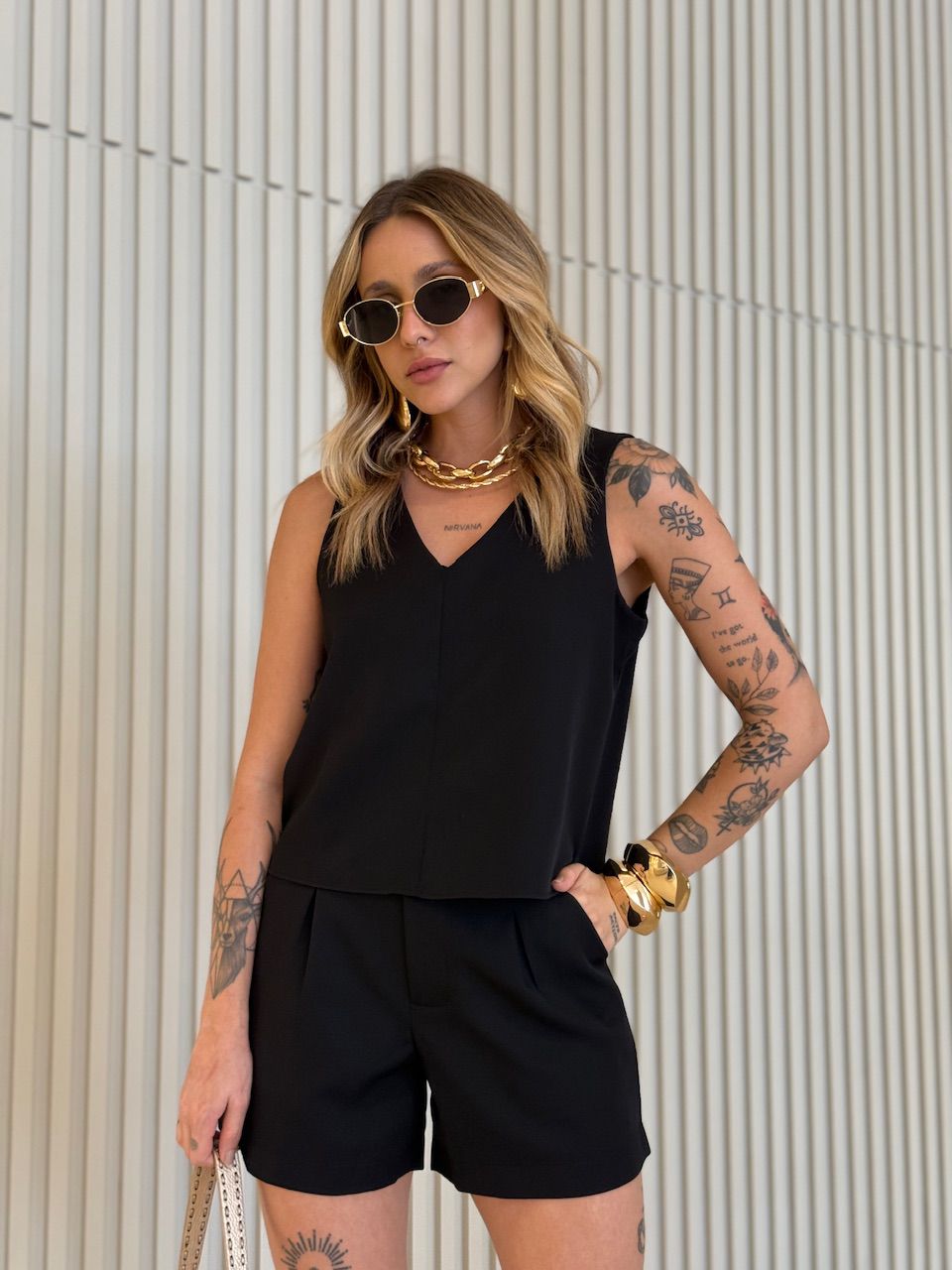 CONJUNTO PAOLA SHORT PRETO